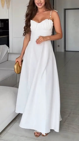 Elegant Slit Dress with Suspender Detail for Casual Chic Style