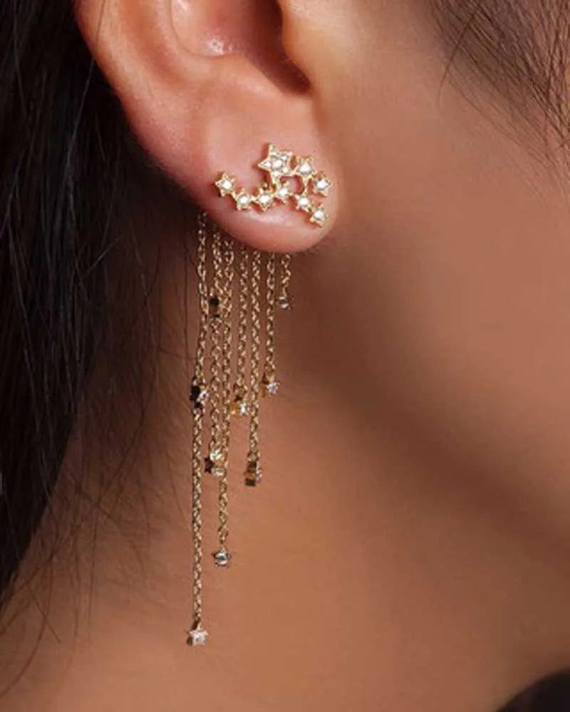 Celestial Star Tassel Earrings for a Sparkling Night Out
