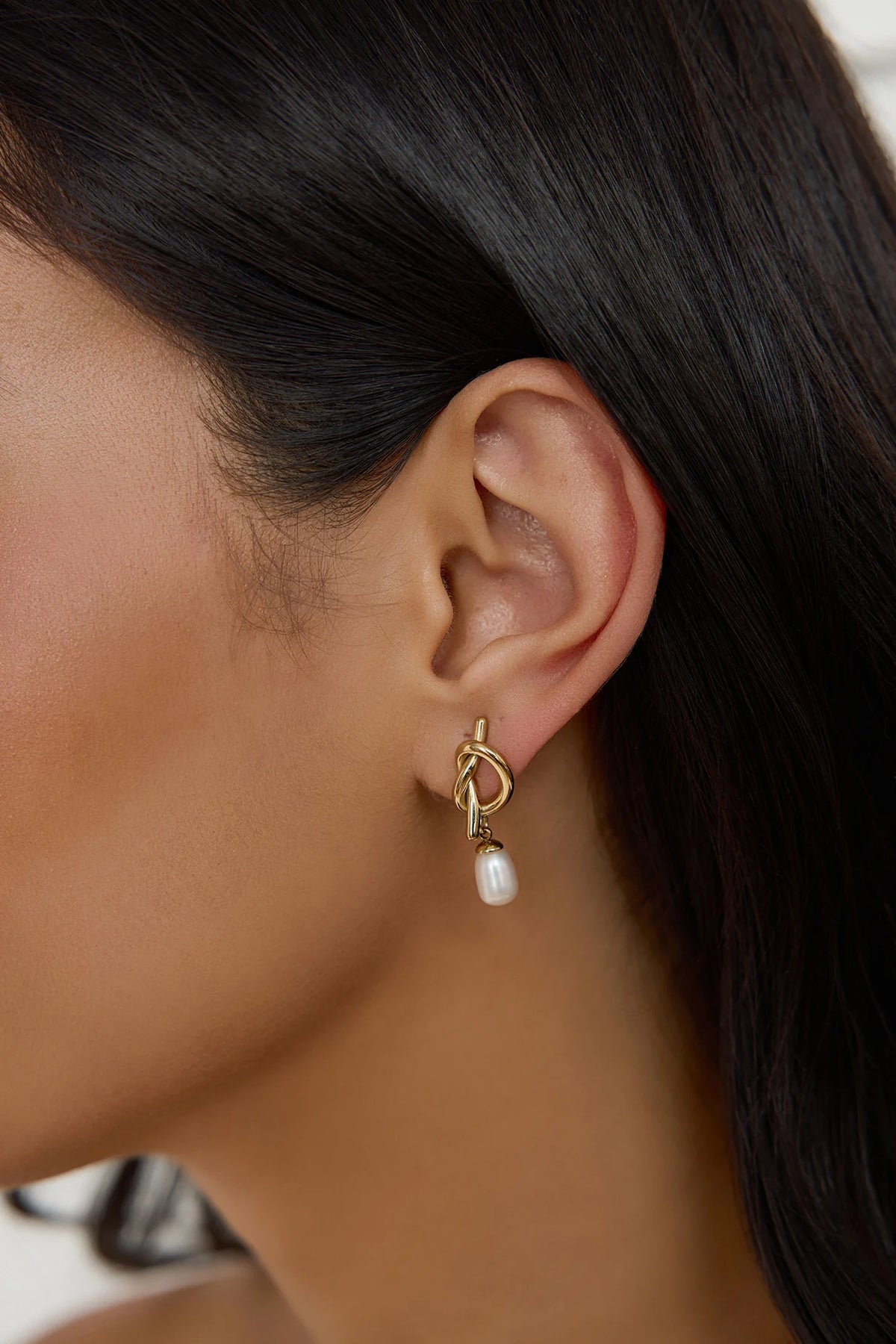 Twist and Pearl Dangle Earrings in Gold for Elegant Everyday Glam