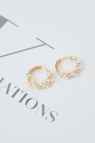 Dainty Faux Pearl Hoop Earrings for Romantic Everyday Elegance