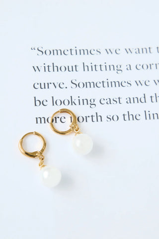 Gold Hoop Earrings with Dangle Pearl for Timeless Elegance
