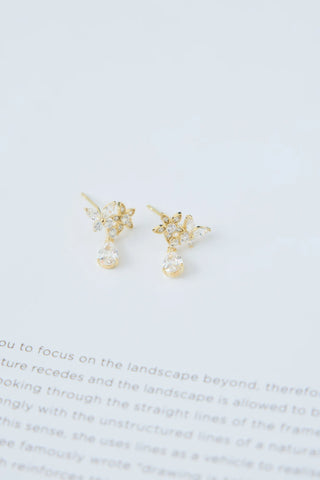 Dainty Gold Stud Earrings with Sparkling Diamantes for Effortless Everyday Glamour