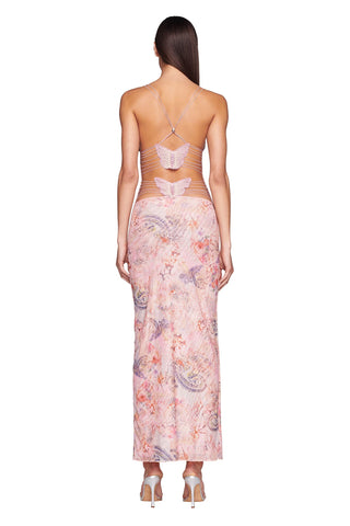 Backless Butterfly Maxi Dress for Whimsical Summer Evenings