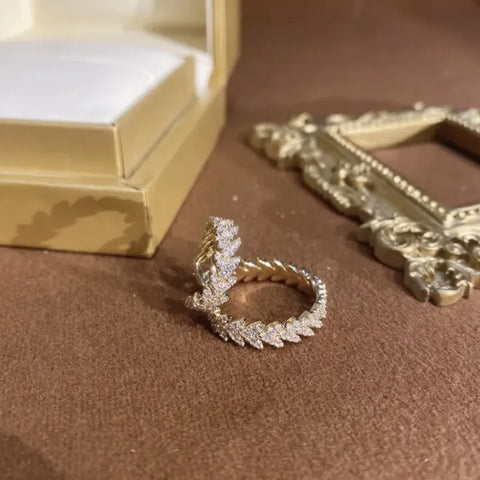 Shimmering Leaf Ear Cuff with Zircon Stones for Effortless Edge