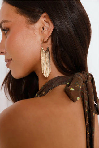 Gold Open Hoop Earrings with Playful Dangle Fringe for Day-to-Night Style