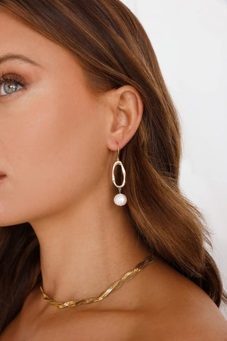 Elegant Gold Dangle Earrings with Faux Pearl for Timeless Style