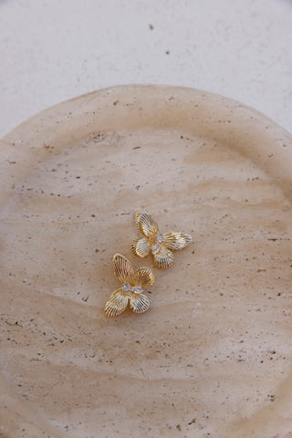 Whimsical Butterfly Stud Earrings with Dazzling Diamante Center
