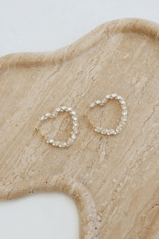 Gold Heart Hoop Earrings with Sparkling Diamantes for Everyday Glamour
