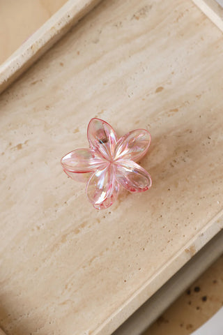 Clear Pink Flower Claw Clip for Effortless Tropical Hairstyles
