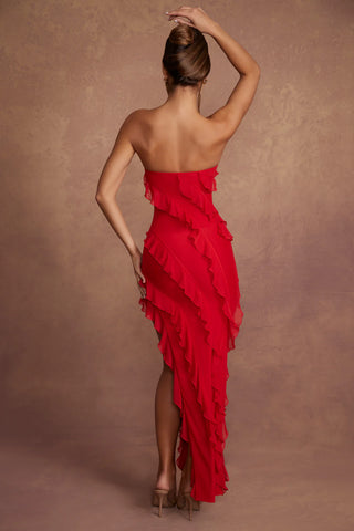 Romantic Maxi Dress with Dramatic Ruffles for Effortless Evening Glamour