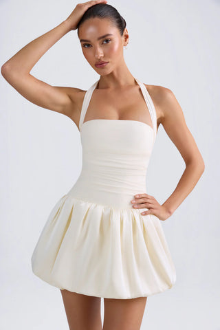 Corset-Back Bubble Hem Mini Dress with Matching Shorts for Playful Nights