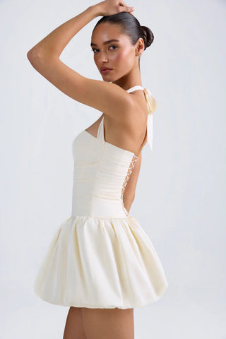 Corset-Back Bubble Hem Mini Dress with Matching Shorts for Playful Nights