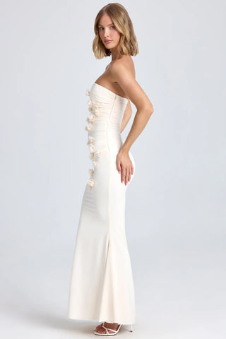 Floral Appliqué Maxi Dress with Sculpting Fishtail Silhouette