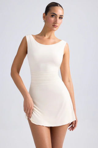 Sheer Jersey Mini Dress with Open Back for Summer Evenings