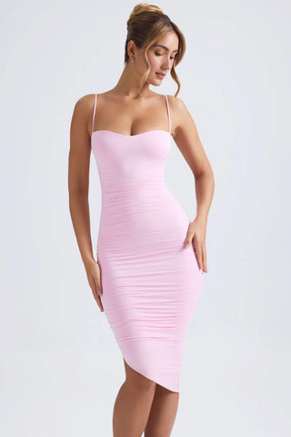 Slinky Ruching Midi Dress for a Sculpted Sweetheart Silhouette