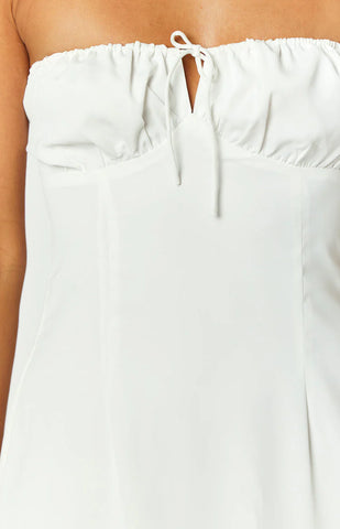 Effortless White Strapless Midi Dress for Date Nights and Summer Celebrations