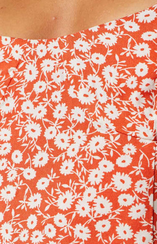 Orange Floral Midi Dress for Summer Vibes and Brunch Outfits