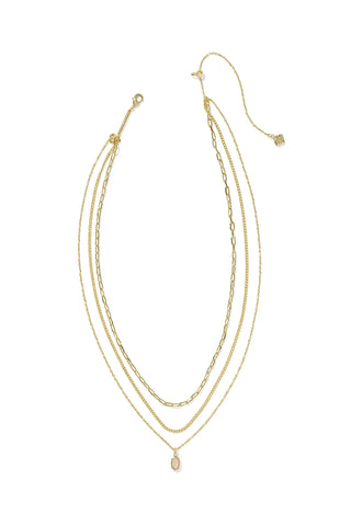 Iridescent Drusy Gold Triple Strand Necklace for Effortlessly Layered Style