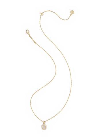 Iridescent Drusy Pendant Necklace with Crystal Frame for Subtle Sparkle