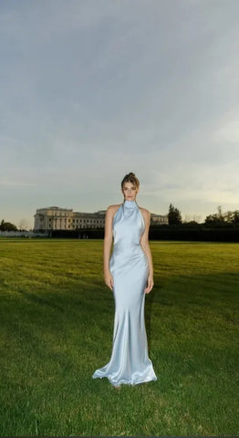 Elegant Hollow-Out Evening Dress with Detachable Neck Strap