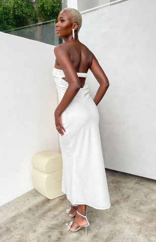 Cream Cowl Back Midi Dress for Effortless Summer Events