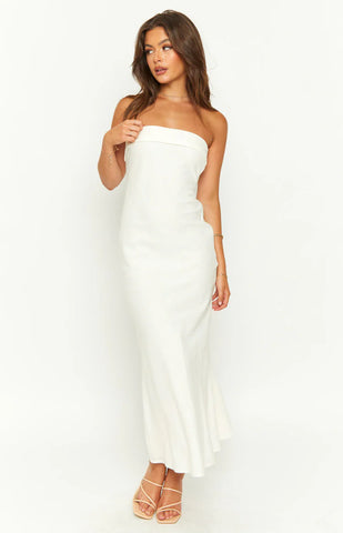 Cream Cowl Back Midi Dress for Effortless Summer Events