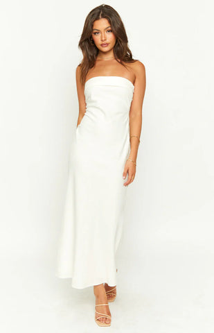 Cream Cowl Back Midi Dress for Effortless Summer Events