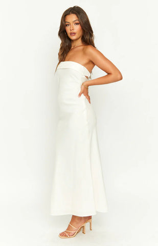 Cream Cowl Back Midi Dress for Effortless Summer Events