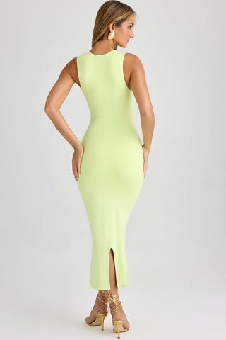 Bodycon Midi Dress with Square Neckline for a Smooth Silhouette