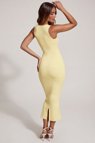 Bodycon Midi Dress with Square Neckline for a Smooth Silhouette