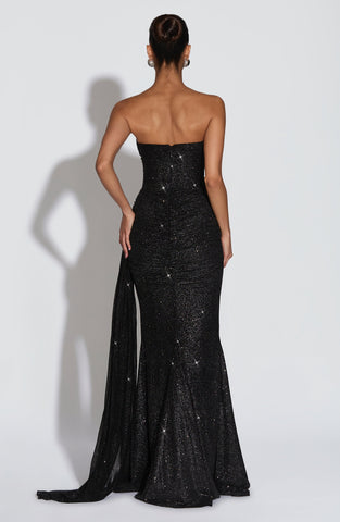 Dramatic Black Sparkle Maxi Dress for Glamorous Evenings