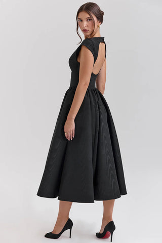 Backless Tulle Midi Dress for Glamorous Evenings & Statement Entrances