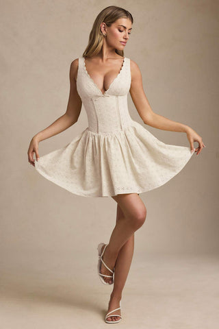 Romantic Broderie Anglaise Mini Dress for Spring - Flattering A-Line Silhouette