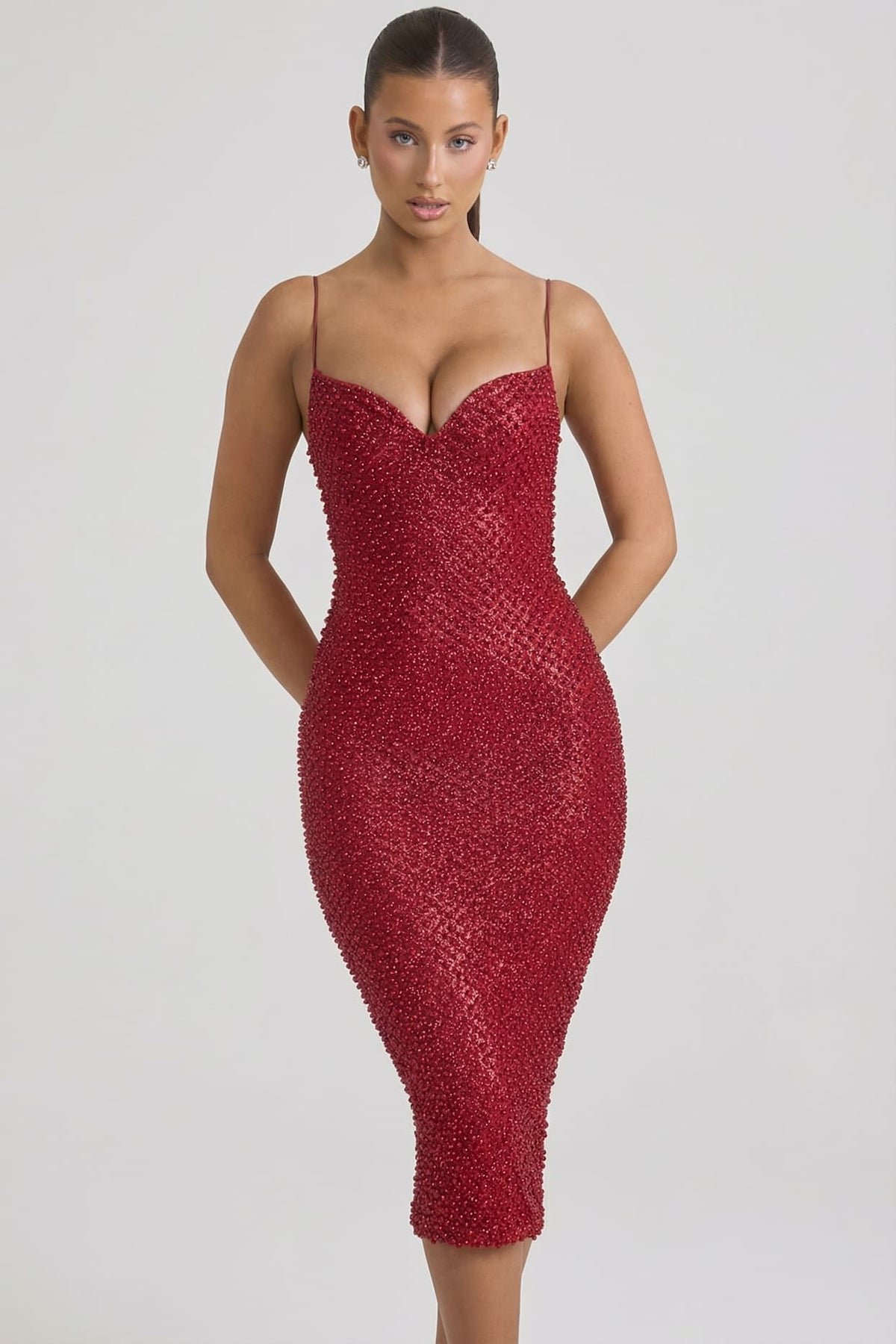 Sparkling Glitter Midi Dress for a Figure-Flattering Party Look