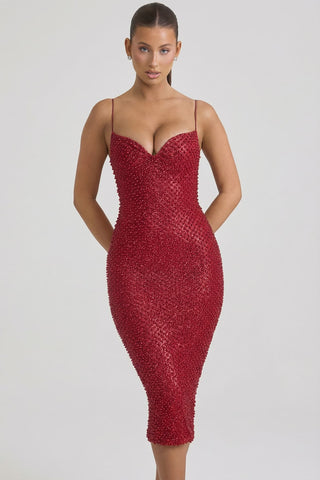 Sparkling Glitter Midi Dress for a Figure-Flattering Party Look