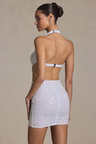 Sparkling Halter Mini Dress with Cut-Outs for a Night Out
