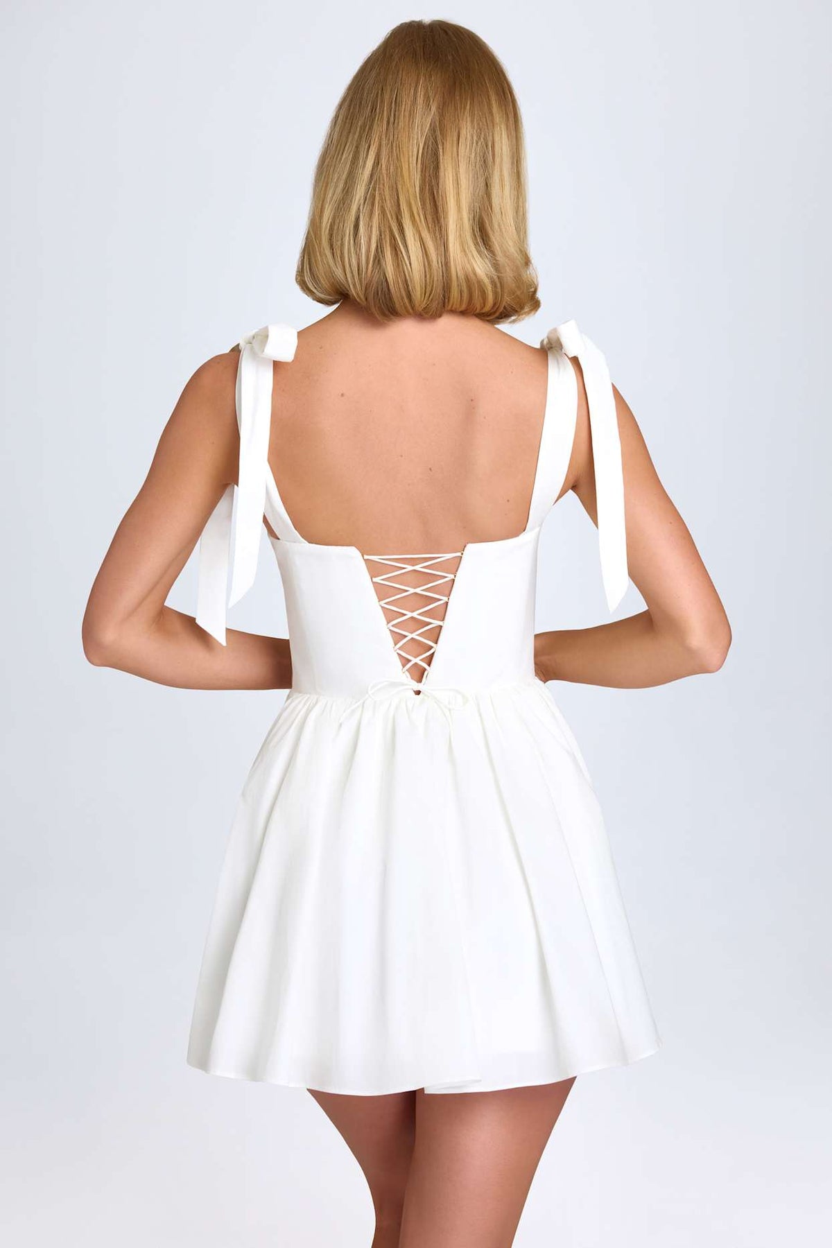 Sweet Summer Mini Dress with Corset Bodice & Lace-Up Back