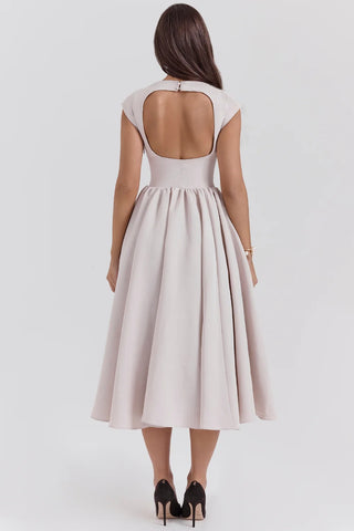 Backless Tulle Midi Dress for Glamorous Evenings & Statement Entrances