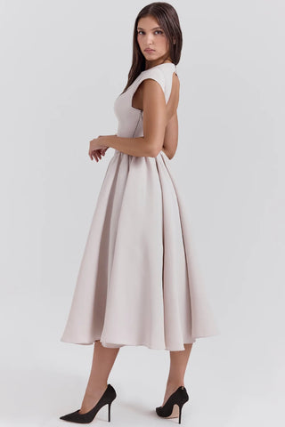 Backless Tulle Midi Dress for Glamorous Evenings & Statement Entrances