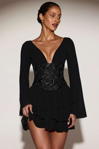 Embellished Corset Mini Dress for Holiday Parties & Special Occasions