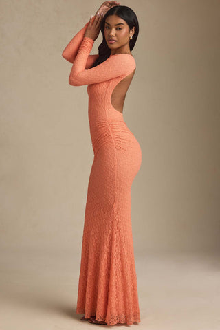 Fishtail Lace Maxi Dress with Open Back for Day-to-Night Elegance