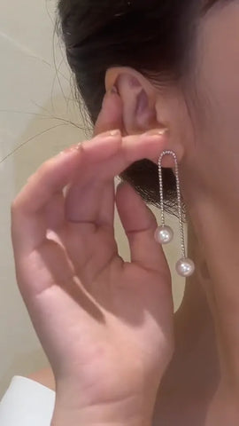 Dazzling Rhinestone and Pearl Tassel Earrings for Effortless Glamour