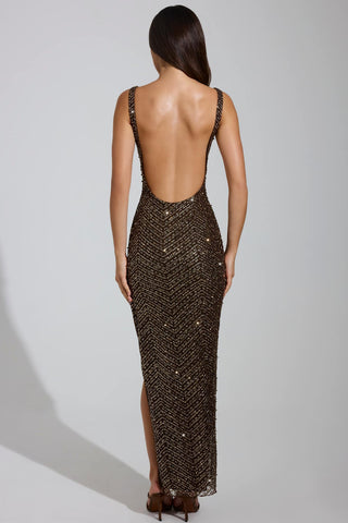 Sparkling Maxi Dress with 3D Beads for Glamorous Evening Events